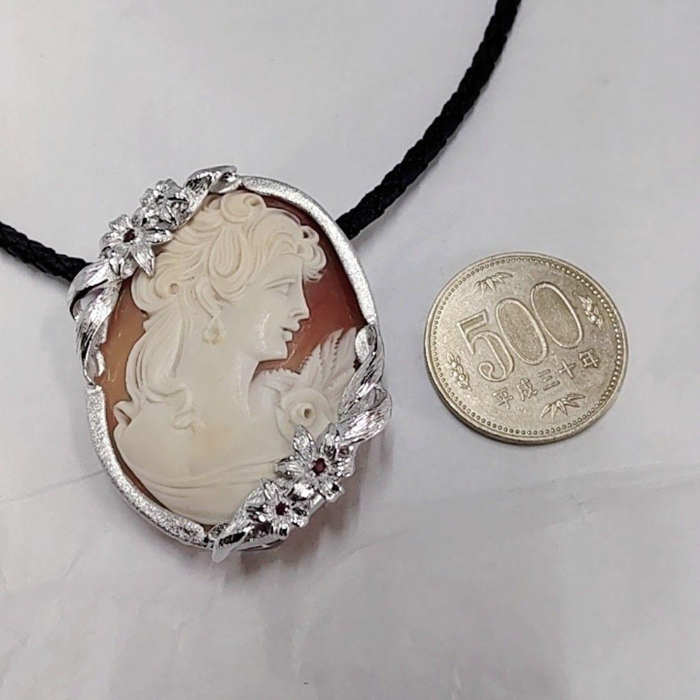 オ*ー様 ＳＶ９２５ シェルカメオ ピンクトルマリン付き ブローチ