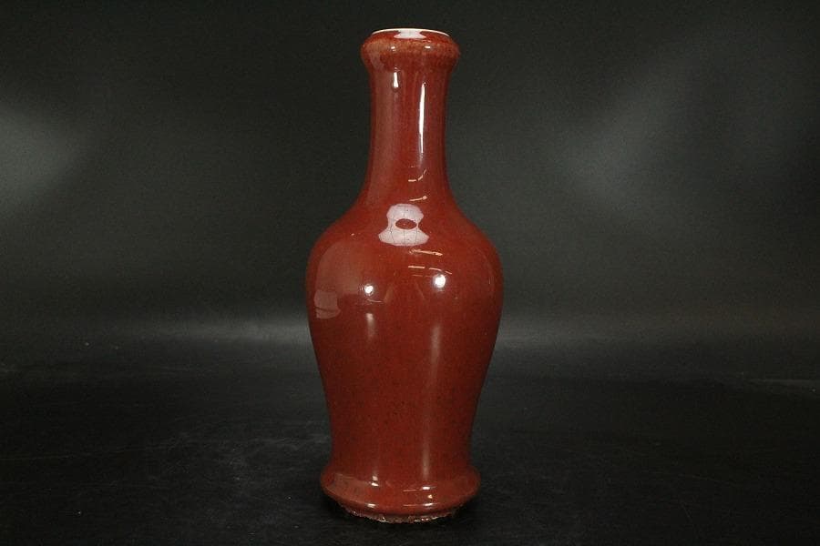 中国美術 釉裏紅 瓶 高21cm RC783