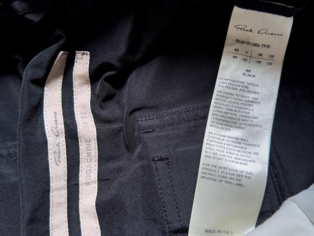 Rick Owens 22SS TFR クロップドカーゴ サイズ46 ブラック