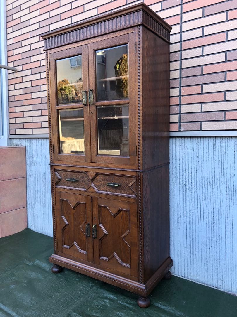 【キャビネット】神戸家具　小ぶりな洋家具　収納棚　和製ヴィンテージ　アンティーク