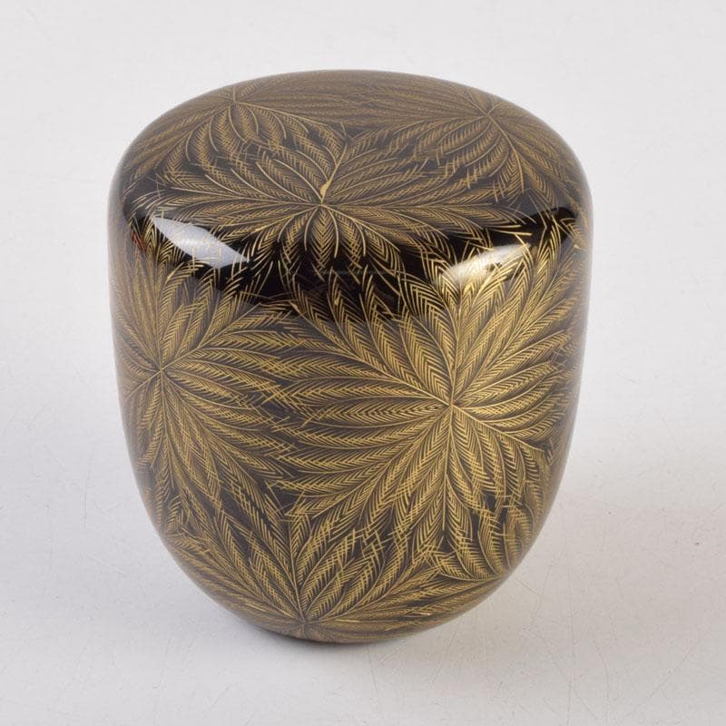 茶道具　輪島塗　岡本陽斎作　忍彫沈金　棗　共箱　V　9074