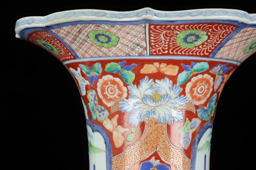 古伊万里【蔵春亭西畝】色絵金彩武士紋広口花瓶 飾壺 高さ68cm 古美術 骨董品