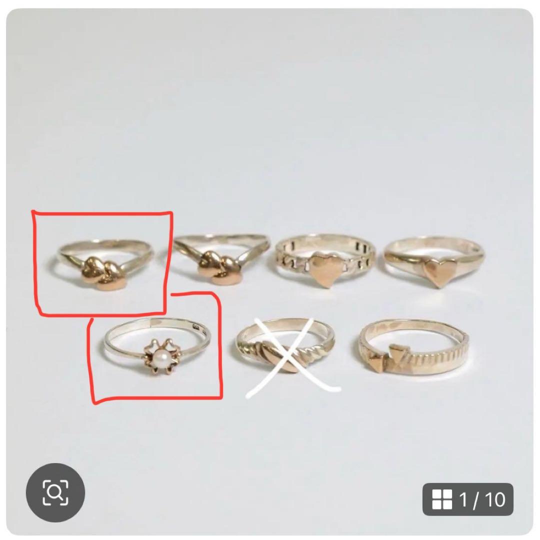 K10 シルバー コンビ 指輪 リング 6点 まとめ約9.92g