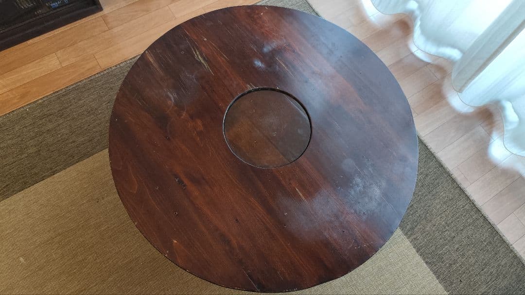 ちゃぶ台　丸　テーブル　火鉢穴　囲炉裏　折りたたみテーブル　アンティーク