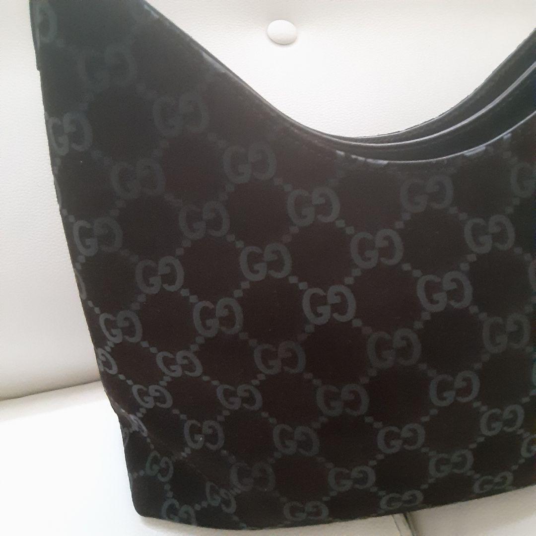 希少GUCCI ブラック GGパターン ショルダーバッグ　スエード☆ブラウン
