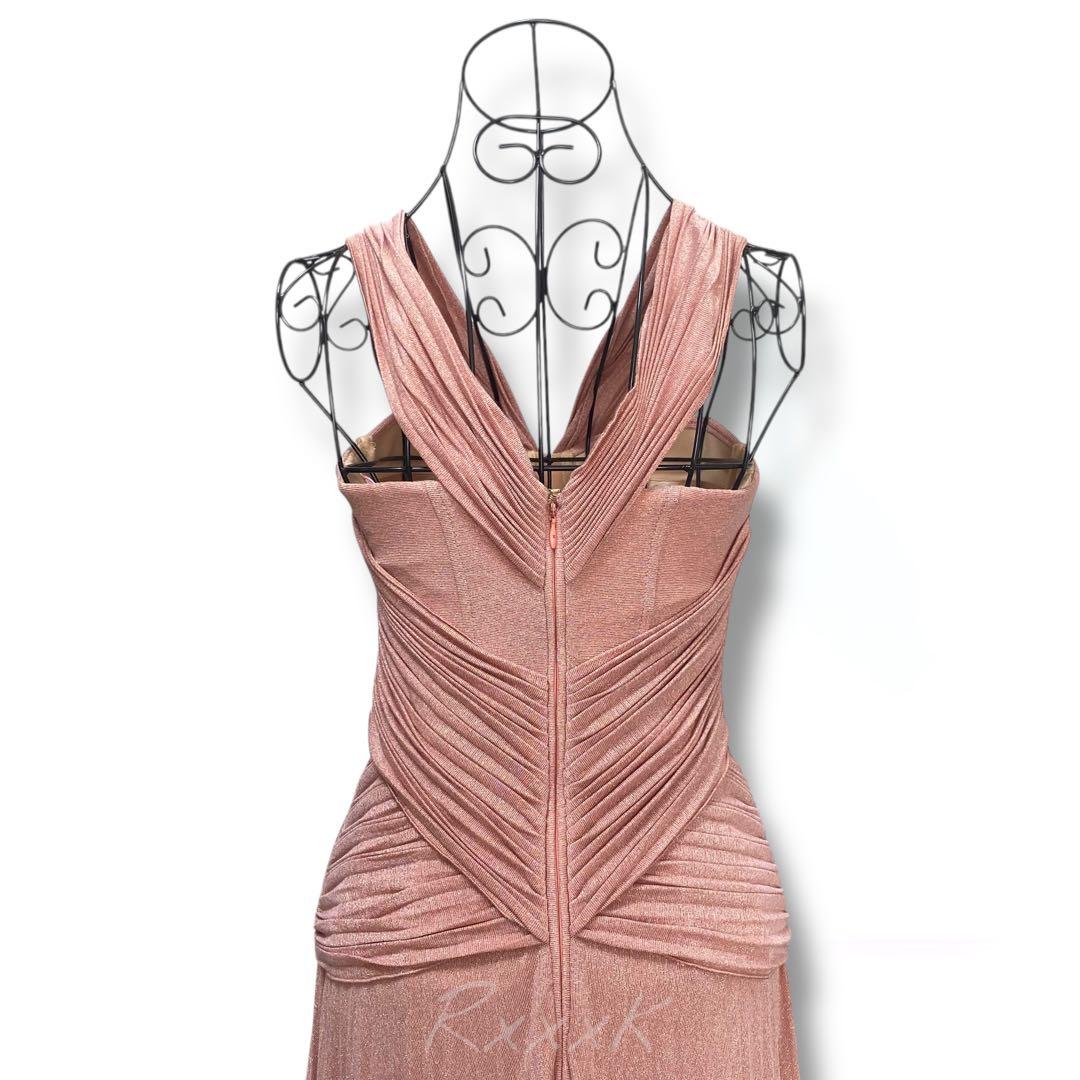 【イタリア製】エリザベッタフランキ 高級 ロングドレス マキシ プリーツ ピンク