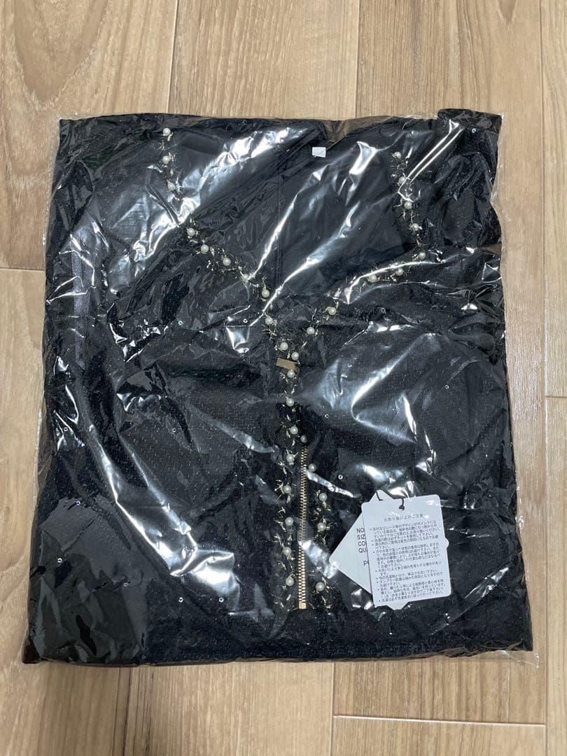 スパンコールツイードジップアップミニドレス/キャバドレス