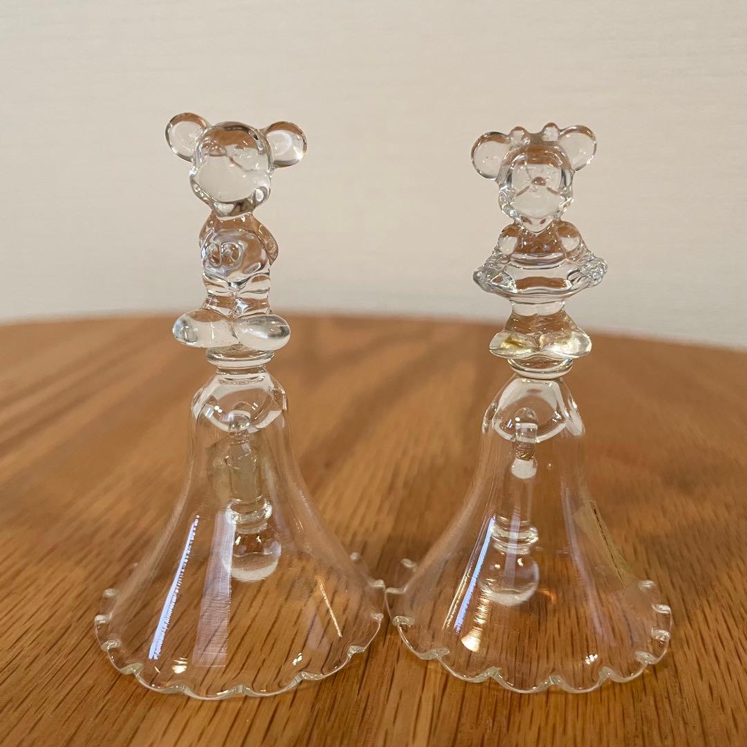 【豪華3点】シンデレラの靴＋小さなミッキー&ミニーのドアベル　ガラス製ディズニー