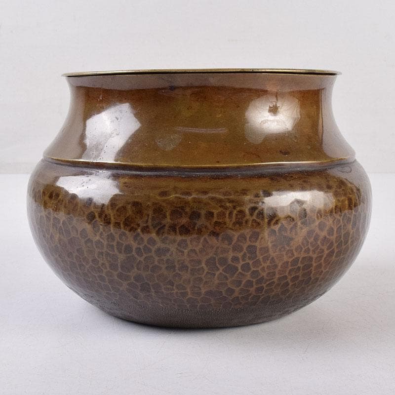 煎茶道具　黄銅　落葉壷　茶こぼし　建水　在銘　共箱　V　R8904