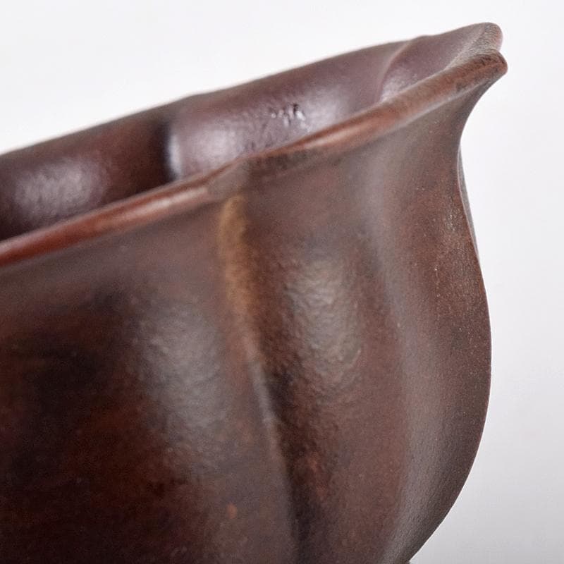 中国　中国宣興銘　紫砂朱泥　輪花碗　一對　V　8064E