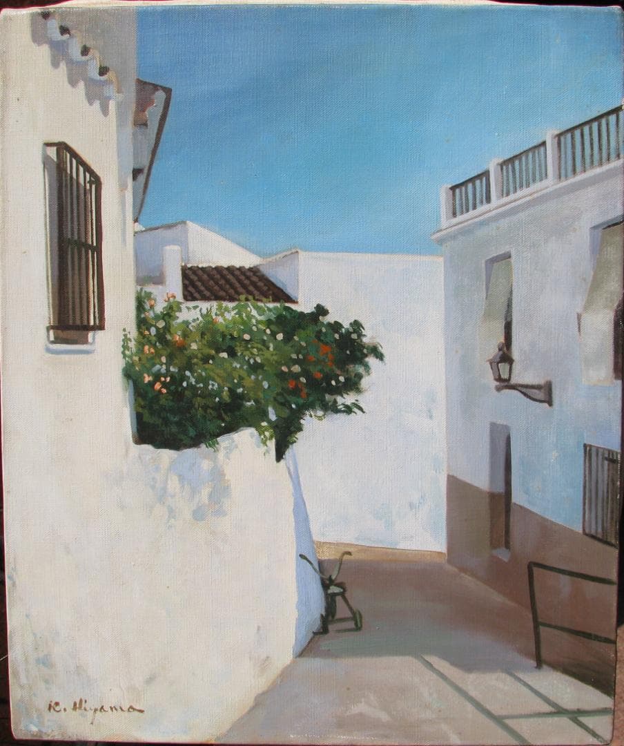 ☆セール☆スペインの光と影,檜山健三「白壁の道」8号,スペイン,アンダルシア地方