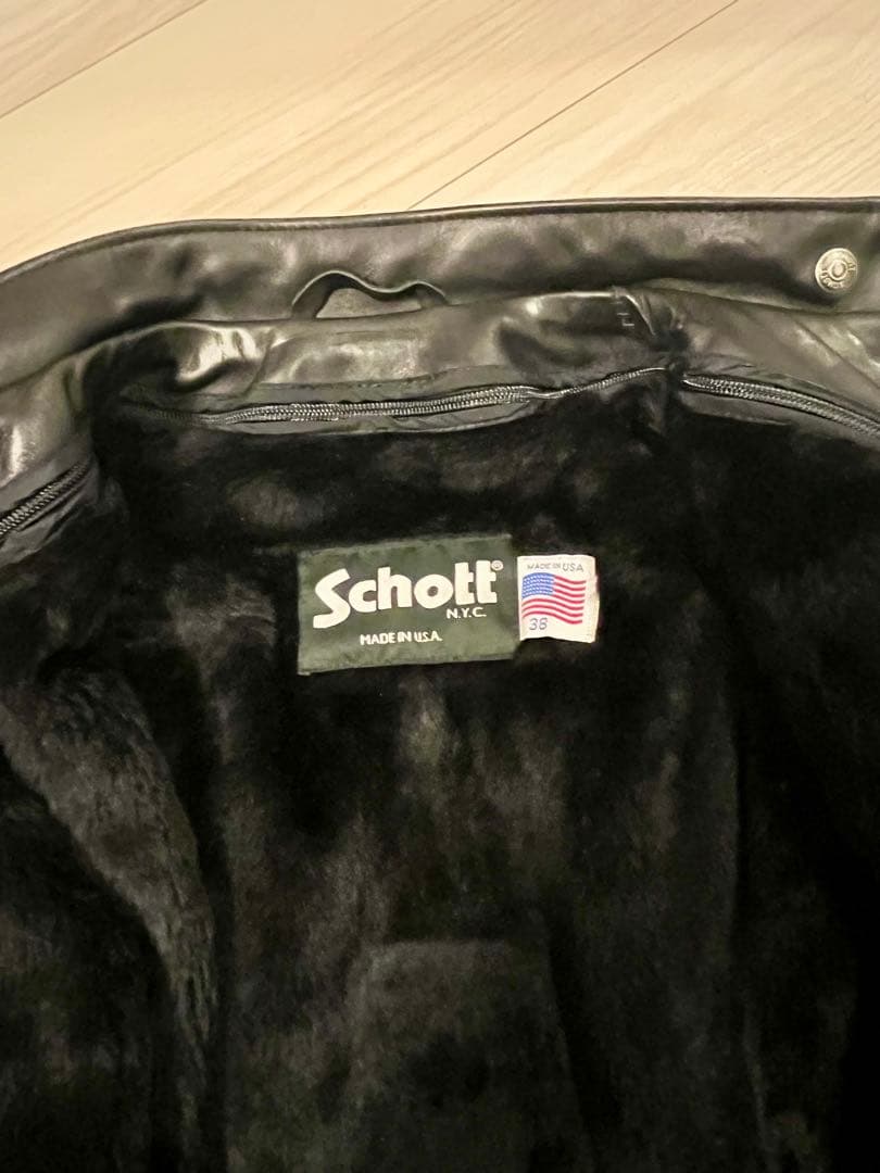 Schott シングルライダースジャケット 黒　サイズ38