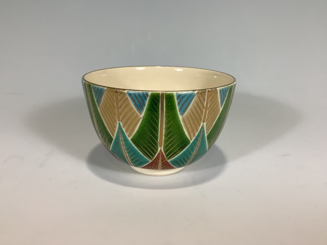 茶碗　色絵松並木　森里陶楽