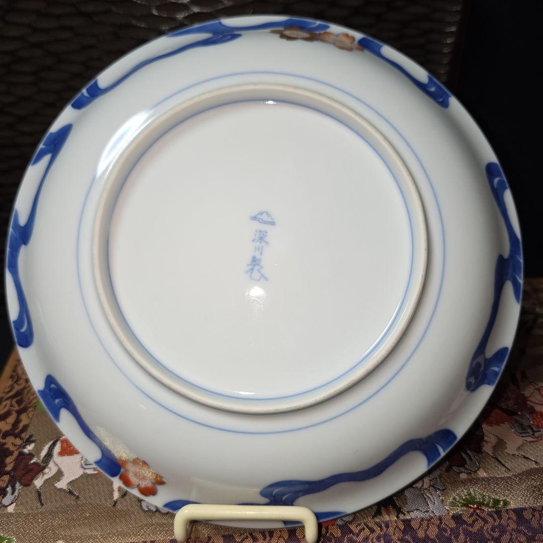 ご購入者様ご確認用　②深川製磁　希少　川に桜　中皿　18.5cm 　絵皿　1枚