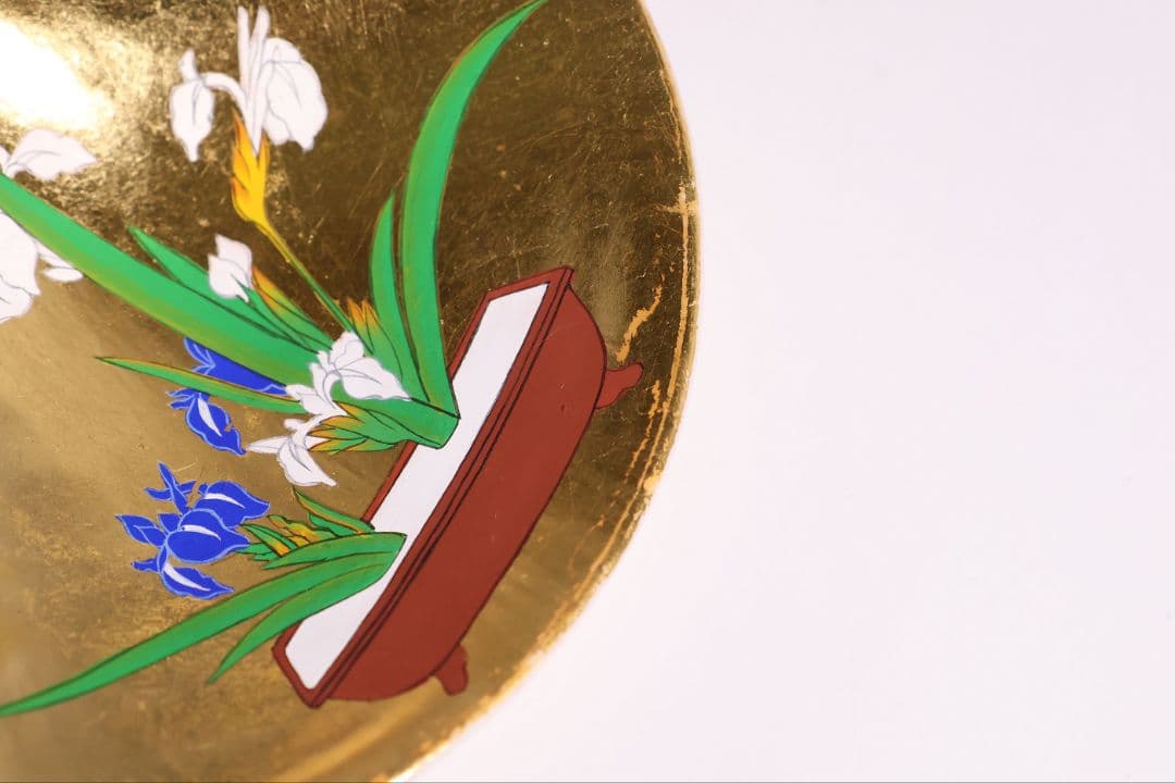 貝合せ 池坊専好立花図 四十五世 池坊専永 箱書 香合 華道 金彩【MA908】