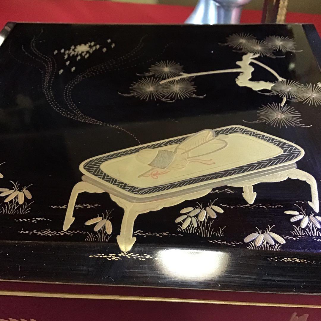 金高盛蒔絵　野弁当重　錫徳利　時代箱付　江戸期