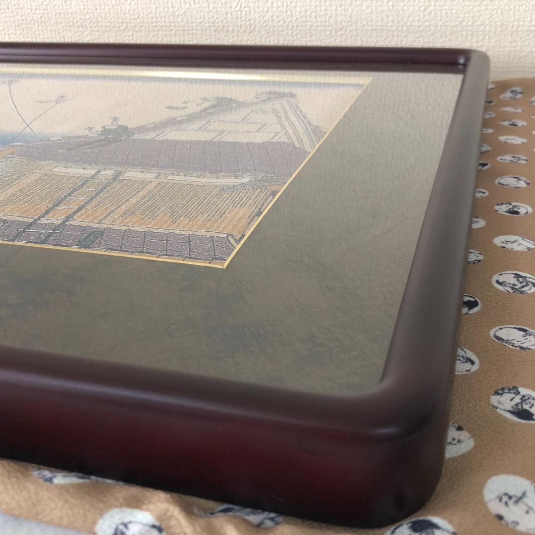 葛飾北斎　江都駿河町三井見世略図　ジャガード織【新品】富嶽三十六景　額装　額付き