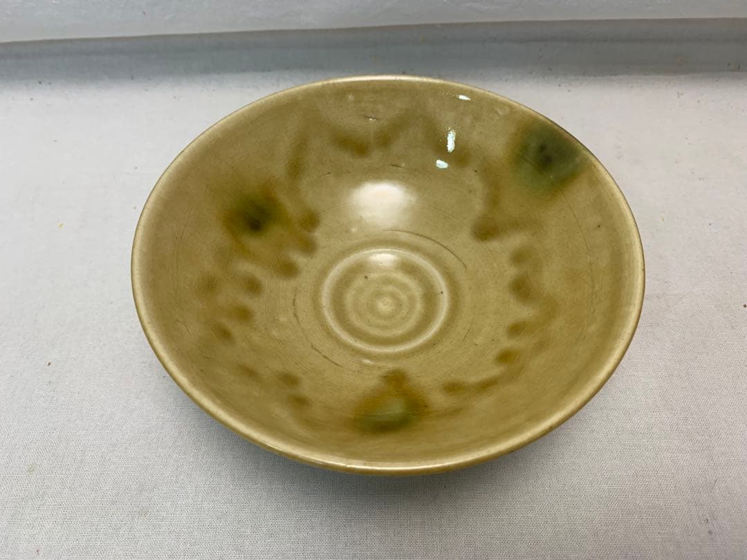 未使用 茶道具 松景作 黄瀬戸 茶碗 十客揃 陶印 箱無