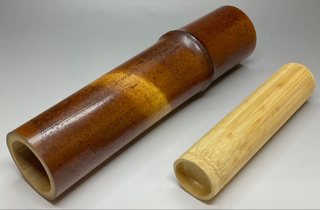 尺八花入　銘:真心　前大徳寺　福本積應書付　共箱　共布　U8816