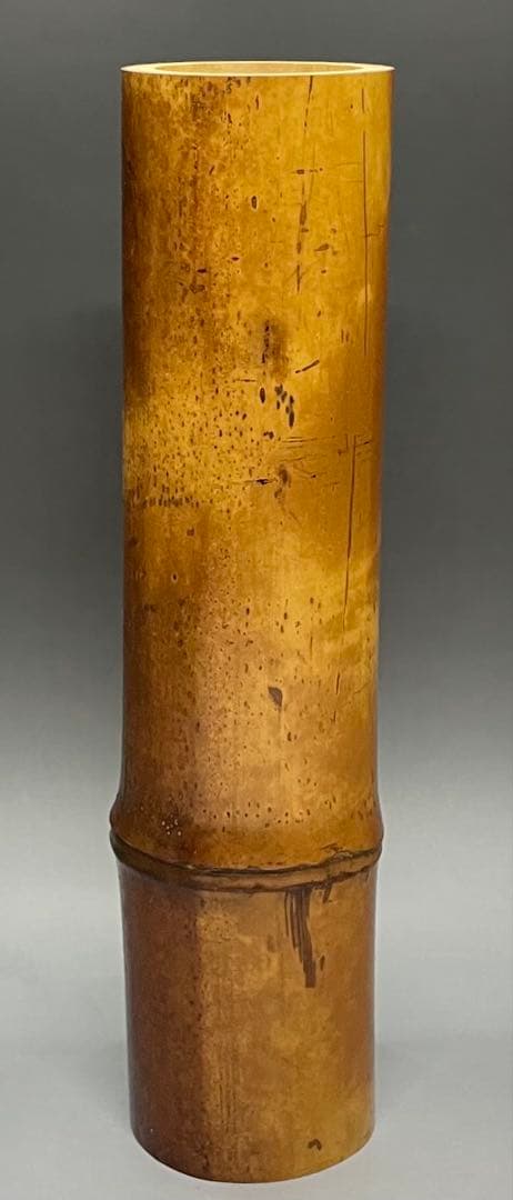 尺八花入　銘:真心　前大徳寺　福本積應書付　共箱　共布　U8816