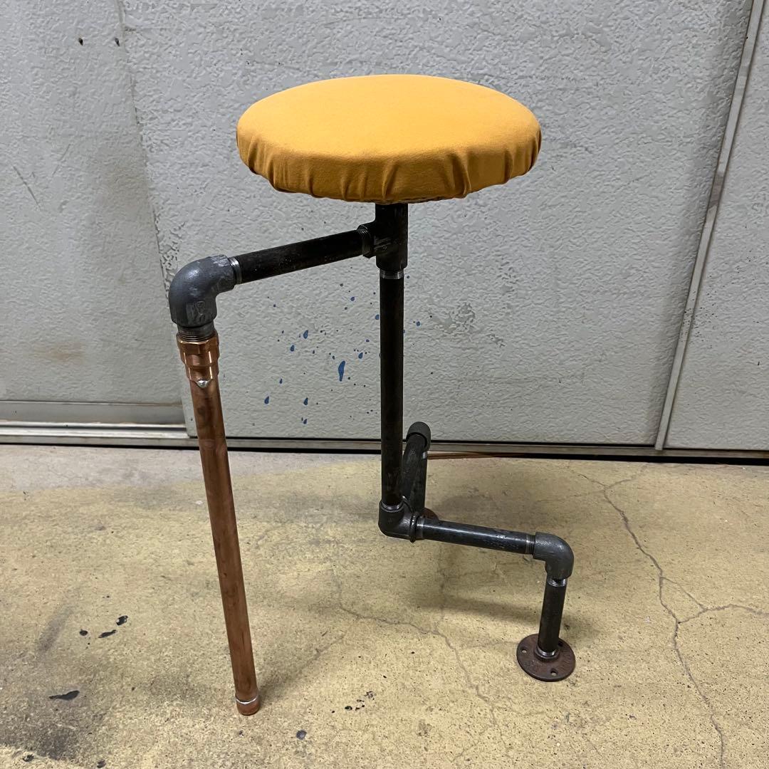 インダストリアルアンティークチェア　スツール　ビンテージガス配管