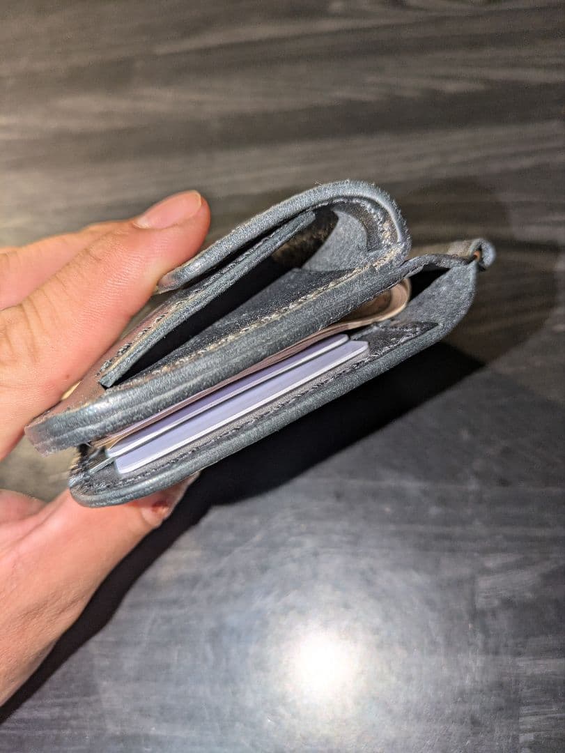 イタリアンレザー マネークリップ式 コンパクト財布 ウォレット 本革 総手縫い