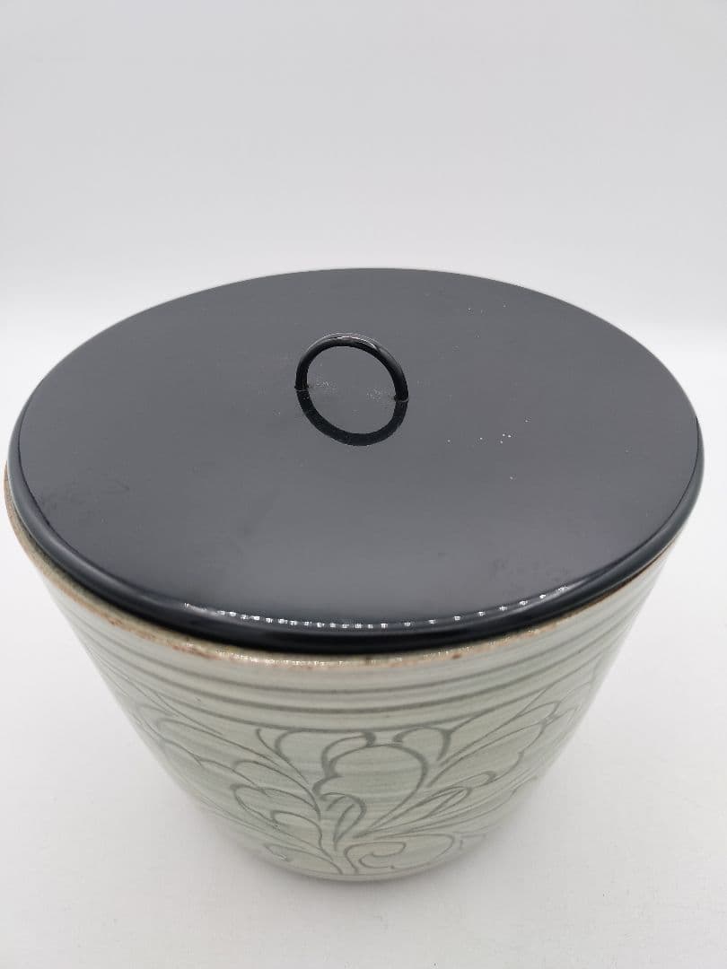 c499 水指 掻落 草花 廣州窯 趙小守 木箱 茶道具 古物