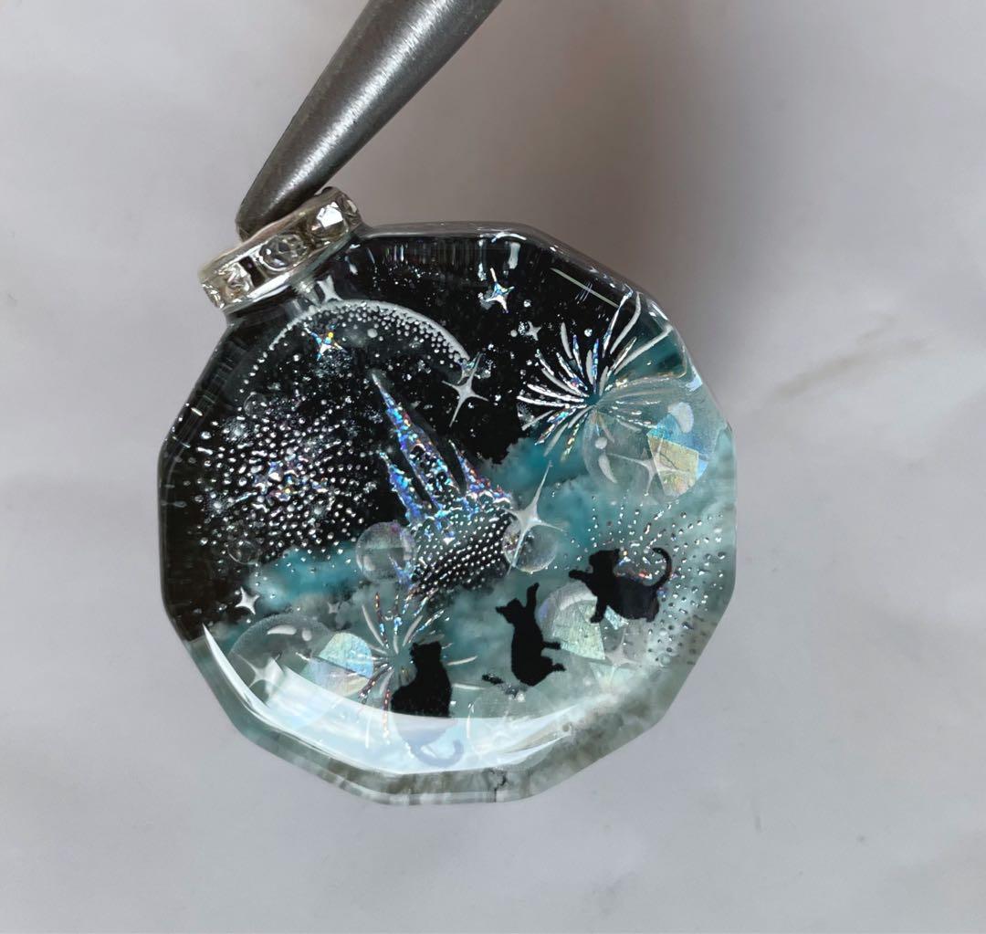 すず☆らん/夢の国の子猫達　花火　蓄光　オルゴナイトキーホルダー