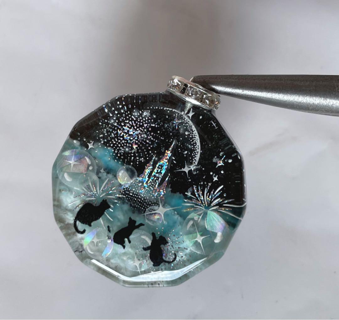 すず☆らん/夢の国の子猫達　花火　蓄光　オルゴナイトキーホルダー