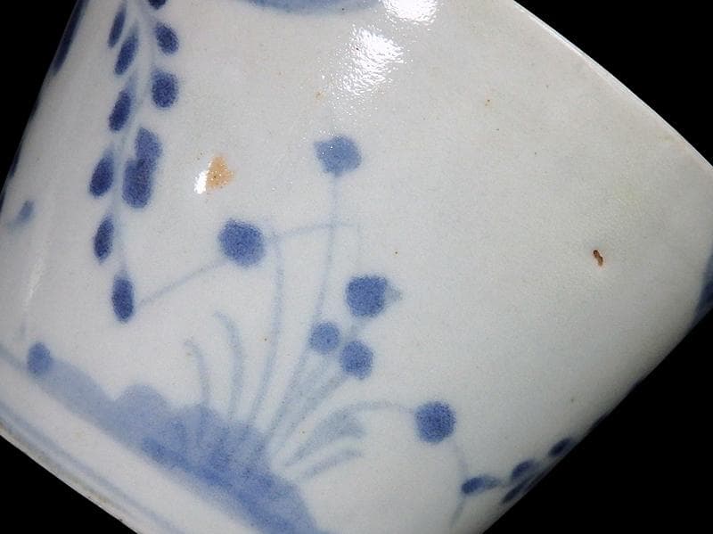 古伊万里　染付　藤の図　大振蕎麦猪口　江戸期　C038AS-CXa