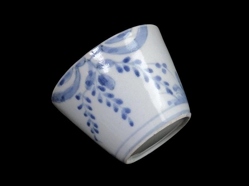 古伊万里　染付　藤の図　大振蕎麦猪口　江戸期　C038AS-CXa