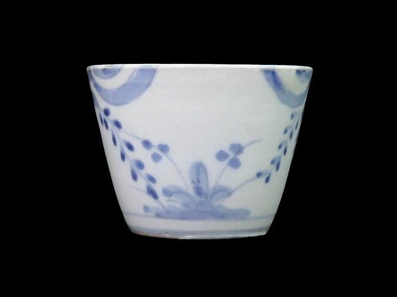 古伊万里　染付　藤の図　大振蕎麦猪口　江戸期　C038AS-CXa