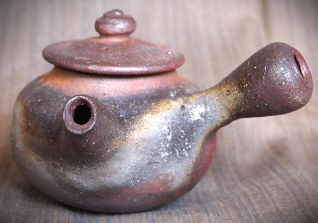 新品★竹内靖之【師：山本陶秀】★★備前(窯変）急須