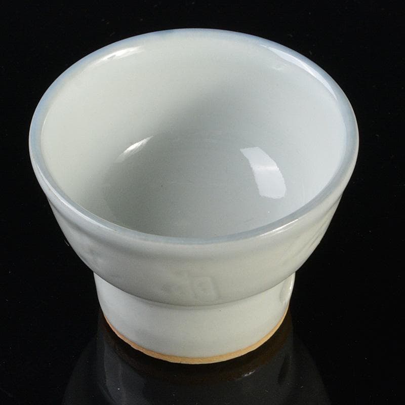 平安　三浦竹泉造　白磁　漢詩文　盃　坂田習軒題並署　共箱　V　6488