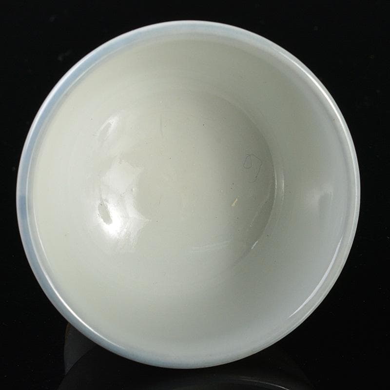 平安　三浦竹泉造　白磁　漢詩文　盃　坂田習軒題並署　共箱　V　6488