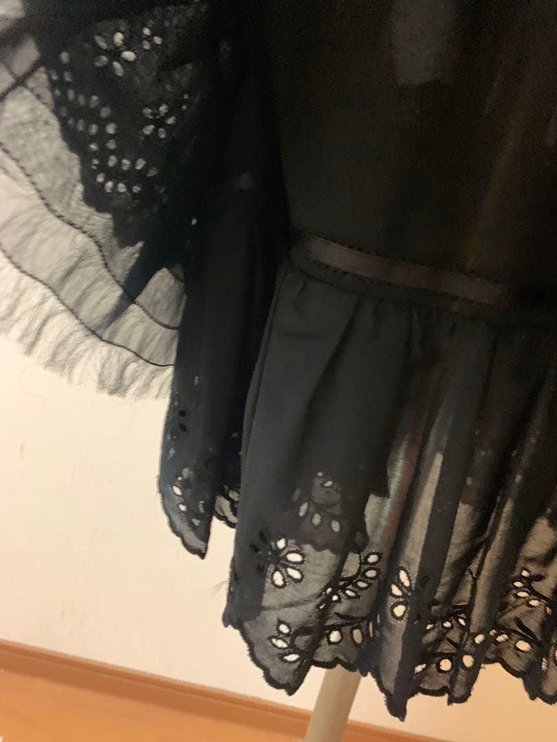 ドルチェ＆ガッパーナブラック フレアスカート レース装飾42