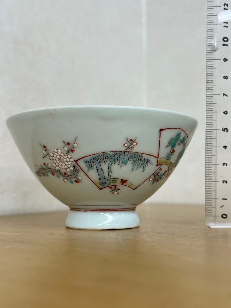 明治 右衛門 日本製お茶碗　名品　アンティーク唐物　古美術品　　骨董　江戸　青磁