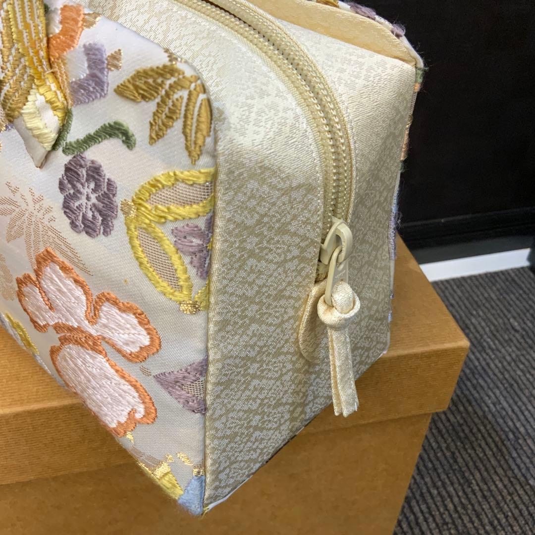 【井澤屋】利休バッグ　和装用バッグ クリーム色 唐織　707292