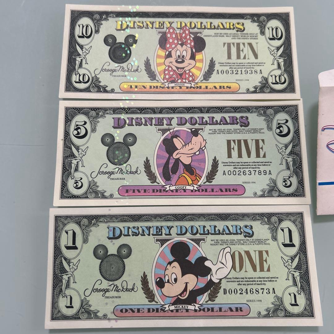 ディズニーダラーDisney Dollars セット 1ドル 5ドル 10ドル