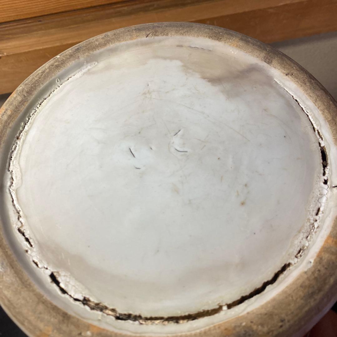 中国古玩　色絵華図四耳壺