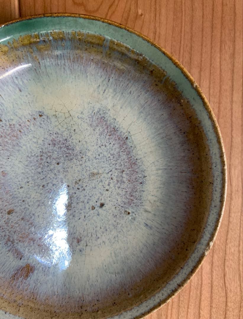 七代目　宗像亮一　作　会津本郷焼　宗像窯　灰釉皿　5寸皿　5枚