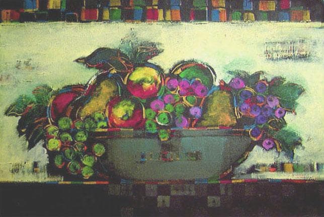 油絵 絵 絵画 インテリア 額付(黒) uF6-060904 静物 果物