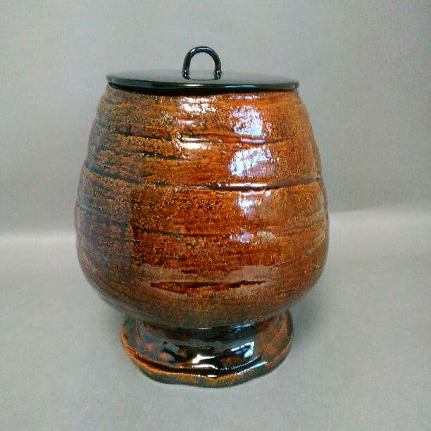 赤楽水指　明胤作　茶道具