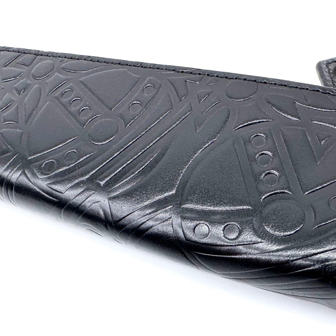 未使用✨ヴィヴィアンウエストウッド ペンケース ORB エンボスレザー ブラック