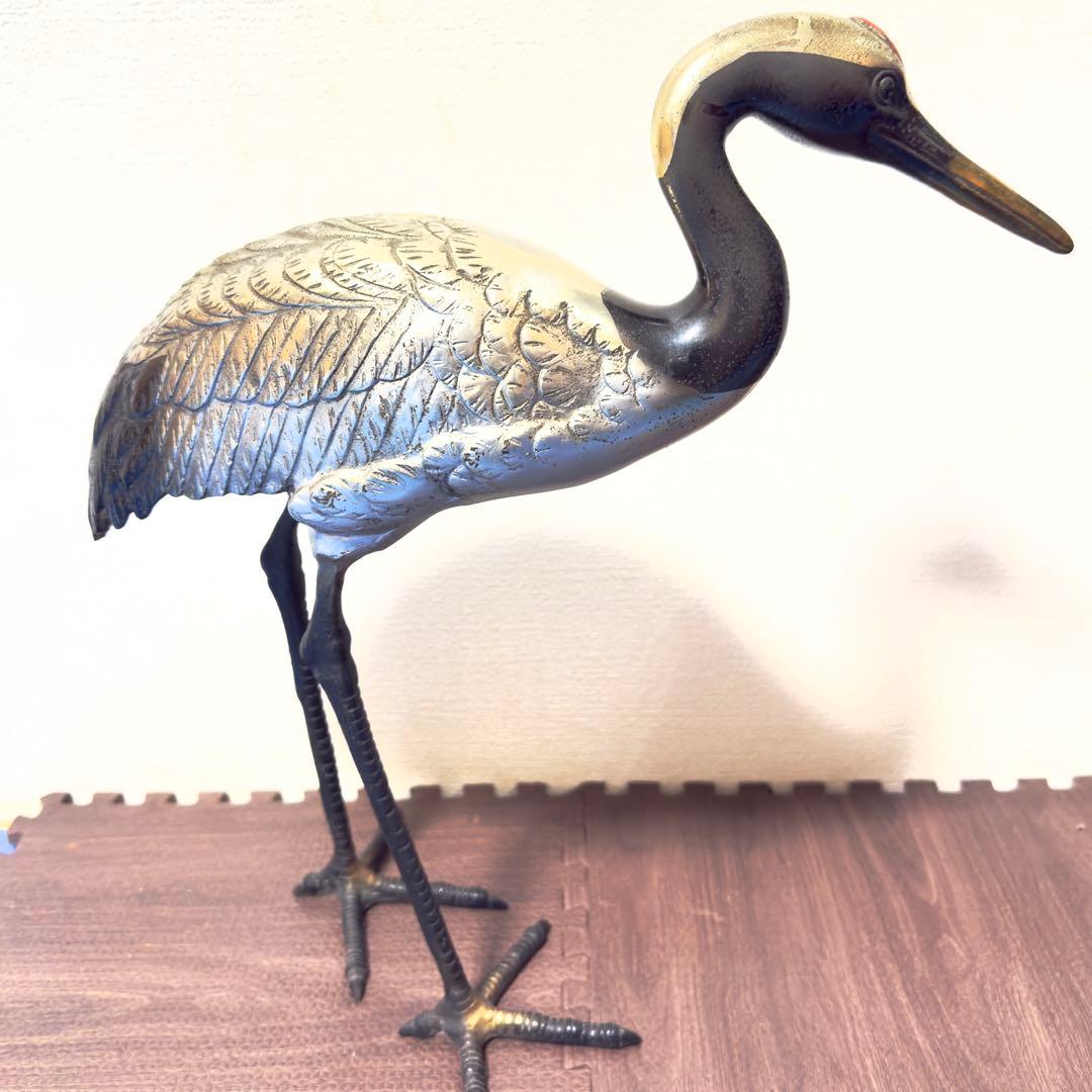 ツルの真鍮製置物 2体セット　アンティーク雑貨 オブジェ　レトロ