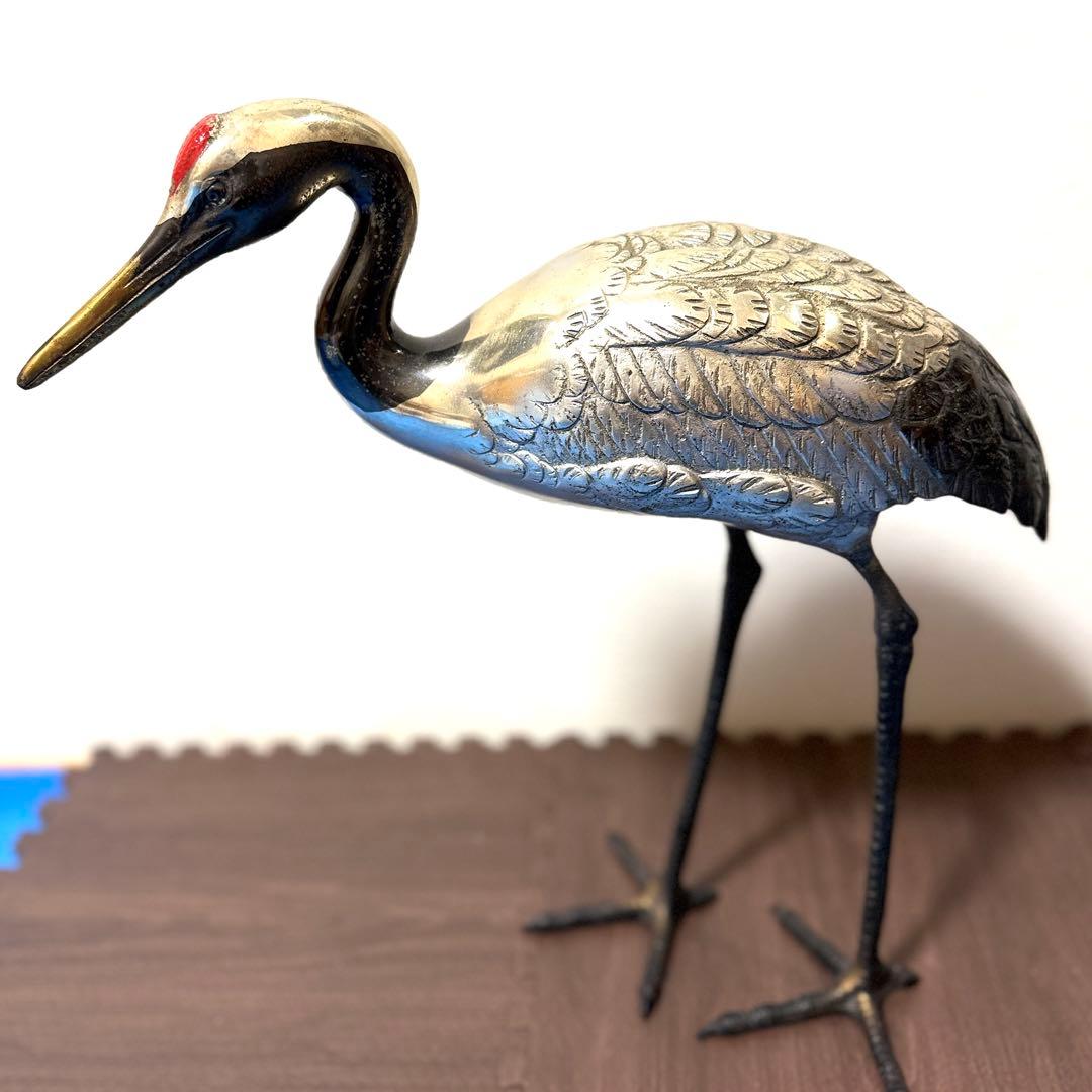 ツルの真鍮製置物 2体セット　アンティーク雑貨 オブジェ　レトロ