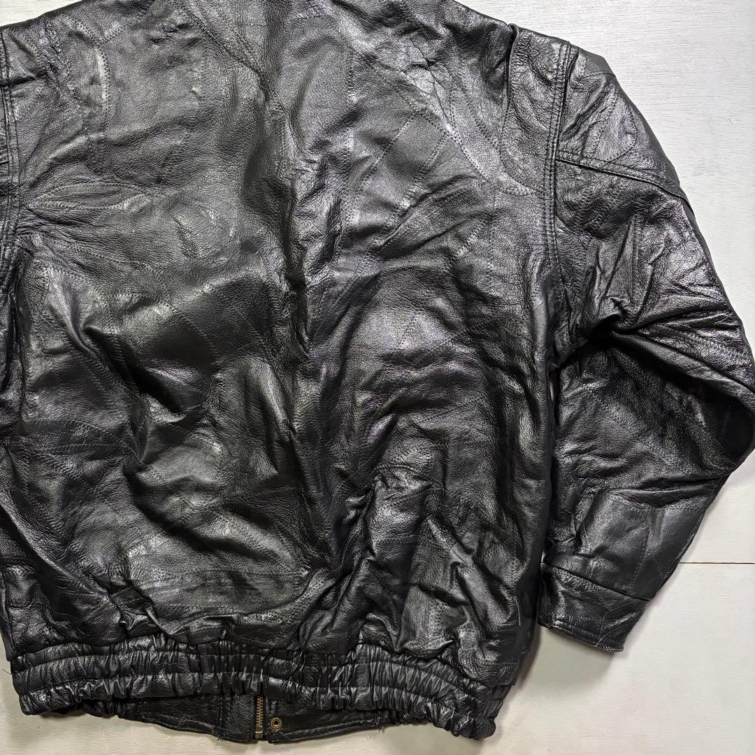 vintage A-2 レザージャケット　本革オールレザー　パッチワーク　黒　M