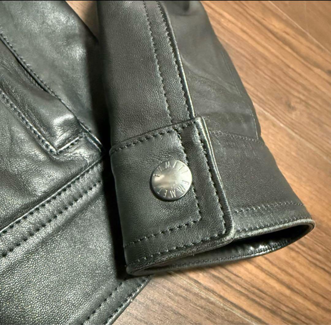 期間限定価格美品EMMETI JURIラムレザーシングルライダースジャケット46