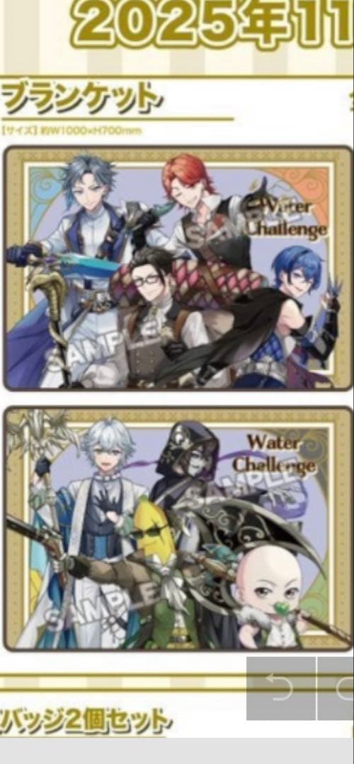 ウォーターチャレンジ　ドリーミーくじ　A賞ブランケット2種類セット