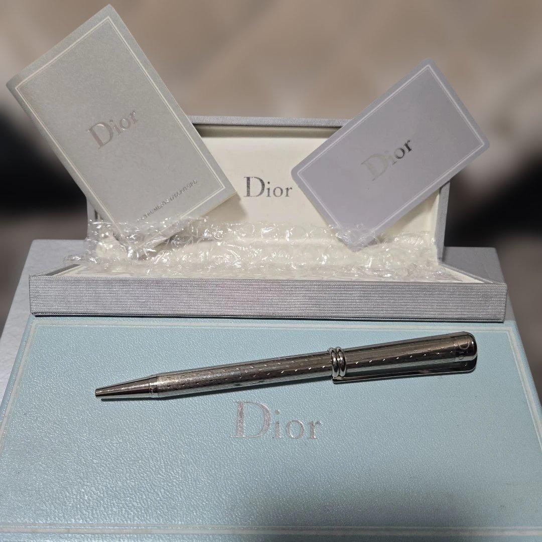 美品 Dior 回転式 シルバーボールペン